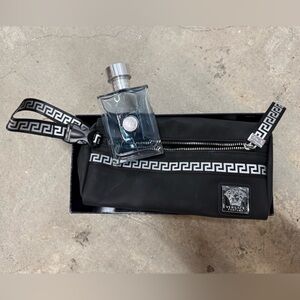 Versace Black Toiletry Bag with Silver Accents